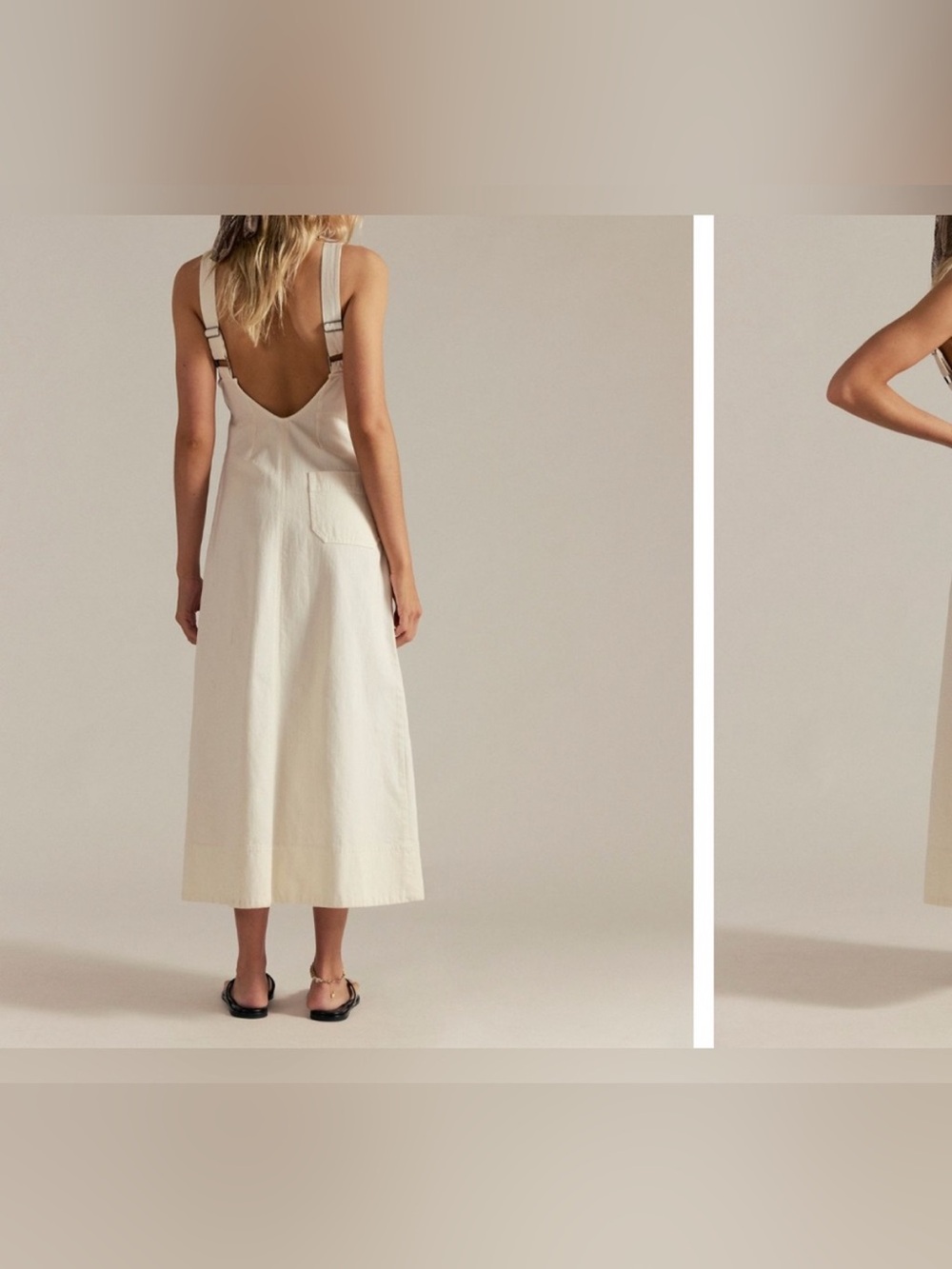 NWT Free People Dex Denim Midi Dress - ecru cream white - XS, Small, Medium - Picture 3 of 6